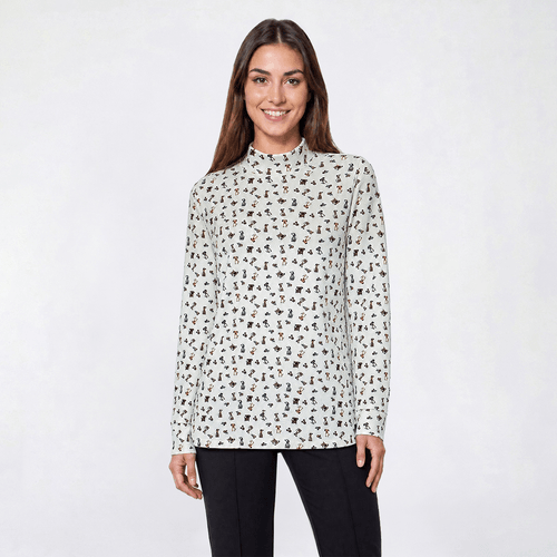 Petite Hasting & Smith Long Sleeve Mock Neck Dog Tee